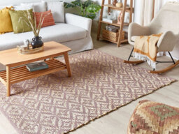 Beliani Rug Gerze Pink 140 X 200 Cm Cotton - thumbnail 2