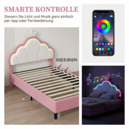 Double Bed Frame, Velvet Upholstered Bed, 4Ft6 Cloud Shaped Bed With Crown, Adjustable Headboard, Wooden Slatted Frame,135 X 190Cm - thumbnail 6