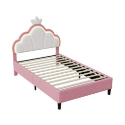Double Bed Frame, Velvet Upholstered Bed, 4Ft6 Cloud Shaped Bed With Crown, Adjustable Headboard, Wooden Slatted Frame,135 X 190Cm - thumbnail 9