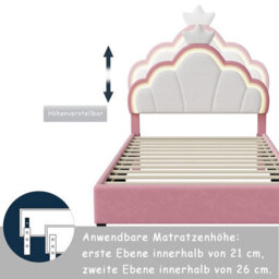Double Bed Frame, Velvet Upholstered Bed, 4Ft6 Cloud Shaped Bed With Crown, Adjustable Headboard, Wooden Slatted Frame,135 X 190Cm - thumbnail 4