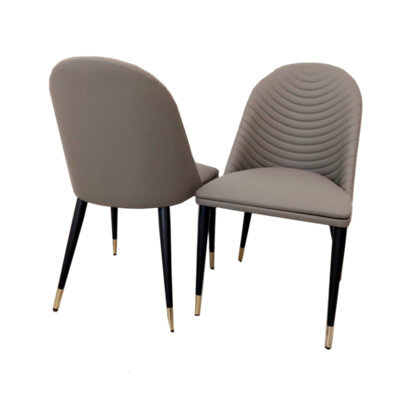 Stratus Interiors Alba Pvc Leather Dining Chair Grey - Gold Tip Legs - image 1