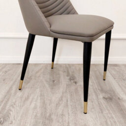 Stratus Interiors Alba Pvc Leather Dining Chair Grey - Gold Tip Legs - thumbnail 4
