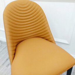 Stratus Interiors Alba Pvc Leather Dining Chair Grey - Gold Tip Legs - thumbnail 7