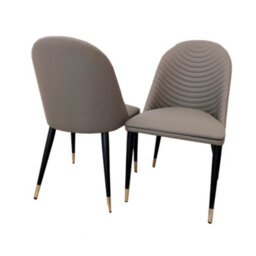 Stratus Interiors Alba Pvc Leather Dining Chair Grey - Gold Tip Legs