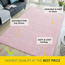 Abaseen 60X110 Cm Baby Pink Shaggy Rug - Soft Touch Thick Pile Modern Rugs - Washable Area Rugs For Home And Office - thumbnail 5