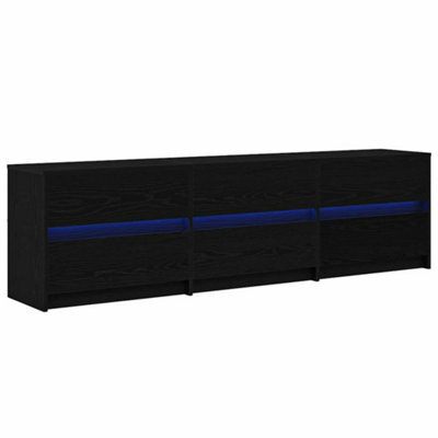 Berkfield Modern Tv Cabinet With Drawer Black 182 X 34 X 50 Cm Engineered Wood