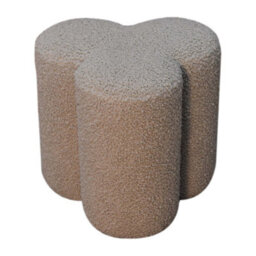 Wyld Haus Domme Mud Boucle Clover-Shaped Footstool, Mango Wood, Beige - thumbnail 4