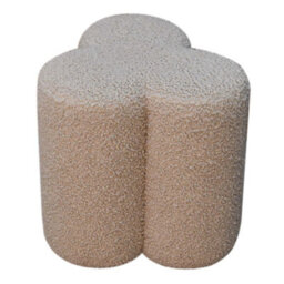 Wyld Haus Domme Mud Boucle Clover-Shaped Footstool, Mango Wood, Beige - thumbnail 5