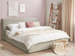 Beliani Ottoman Bed Velvet Lavaur 180 X 200 Cm (Eu Super King) Taupe - thumbnail 2