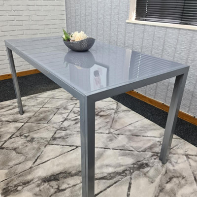 Kosy Koala Dining Table Grey Glass Kitchen Place For 4 Seats, Dining Table Only (Grey H 75 X L 120 X W 70 Cm) - image 1