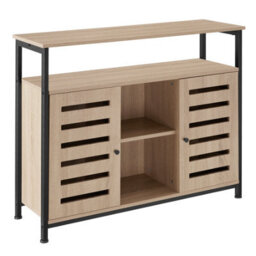 Tectake Sideboard Warrington - 2 Large Shelves, 3 Storage Compartments, 100 X 37 X 82 Cm 100 Cm - Industrial Wood Light, Oak Sonoma - thumbnail 1