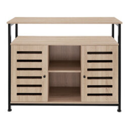 Tectake Sideboard Warrington - 2 Large Shelves, 3 Storage Compartments, 100 X 37 X 82 Cm 100 Cm - Industrial Wood Light, Oak Sonoma - thumbnail 2