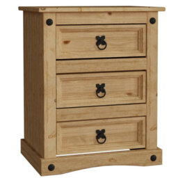Pine Bedside Cabinet Lamp Table 3 Drawers Chest - thumbnail 5