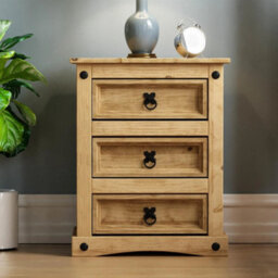 Pine Bedside Cabinet Lamp Table 3 Drawers Chest - thumbnail 3