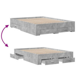 Berkfield Bed Frame With Drawers Without Mattress Concrete Grey 135X190 Cm Double - thumbnail 7