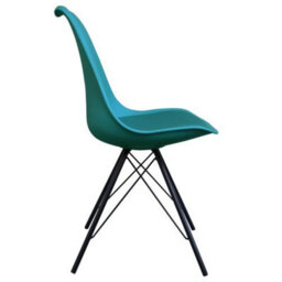 Fusion Living Soho Teal Plastic Dining Chair With Black Metal Legs - thumbnail 6