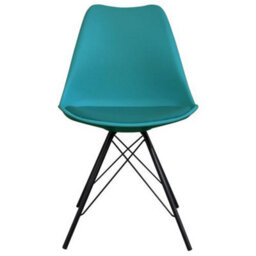 Fusion Living Soho Teal Plastic Dining Chair With Black Metal Legs - thumbnail 7