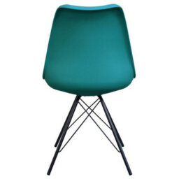 Fusion Living Soho Teal Plastic Dining Chair With Black Metal Legs - thumbnail 4