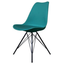 Fusion Living Soho Teal Plastic Dining Chair With Black Metal Legs - thumbnail 1