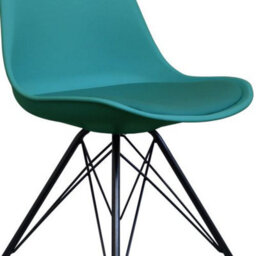 Fusion Living Soho Teal Plastic Dining Chair With Black Metal Legs - thumbnail 3