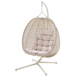 More4Homes Como Hanging Rattan Egg Chair In Beige - thumbnail 3