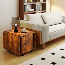 120Cm Extendable Center Table With Storage Cabinet Walnut - thumbnail 3