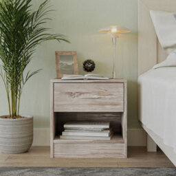 Urbn-Living Urbnliving 2Pcs 39Cm Width Antique Oak Modern Single Drawer Wooden Bedside Storage Table - thumbnail 3