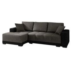 Dallas L Shaped Corner Sofa Bed With Storage Pull Out Sleeping Area Black Grey Left Corner Side - thumbnail 2