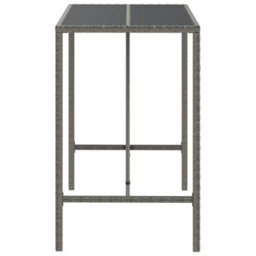 Berkfield Bar Table With Glass Top Grey 110X70X110 Cm Poly Rattan - thumbnail 4