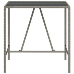 Berkfield Bar Table With Glass Top Grey 110X70X110 Cm Poly Rattan - thumbnail 3