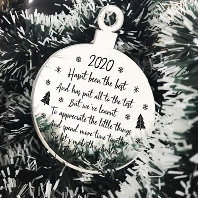 Red Ocean Engraved Christmas Tree Decoration Lockdown Poem Quarantine Gift Family Keepsake - image 1