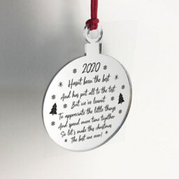 Red Ocean Engraved Christmas Tree Decoration Lockdown Poem Quarantine Gift Family Keepsake - thumbnail 4