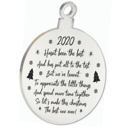 Red Ocean Engraved Christmas Tree Decoration Lockdown Poem Quarantine Gift Family Keepsake - thumbnail 5