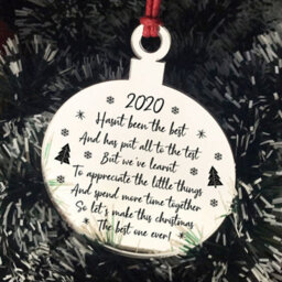 Red Ocean Engraved Christmas Tree Decoration Lockdown Poem Quarantine Gift Family Keepsake - thumbnail 6