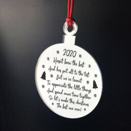Red Ocean Engraved Christmas Tree Decoration Lockdown Poem Quarantine Gift Family Keepsake - thumbnail 2