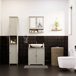 Lassic Bath Vida Priano Grey 2 Door Tall Bathroom Cabinet - thumbnail 4