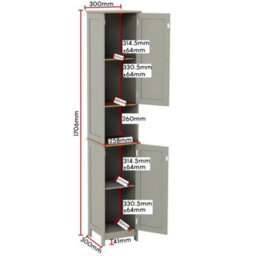 Lassic Bath Vida Priano Grey 2 Door Tall Bathroom Cabinet - thumbnail 2