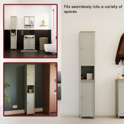 Lassic Bath Vida Priano Grey 2 Door Tall Bathroom Cabinet - thumbnail 7