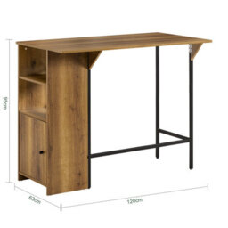 Sobuy Fwt98-Pf, Kitchen Breakfast Bar Table Dining Table With Extendable Table Top And Shelves,neutral,w120Xd65Xh95 - thumbnail 3