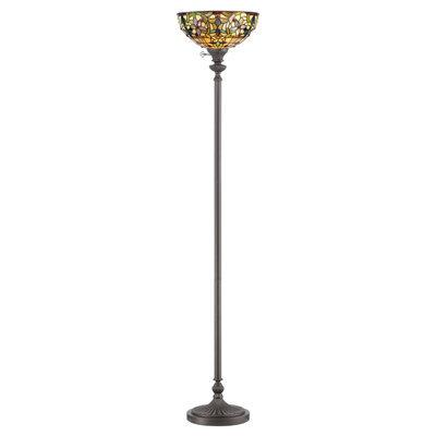 Elegant Tiffany Style Floor Lamp With Vintage Bronze Finish And Led E27 Bulb