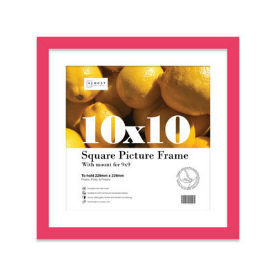 "10X10"" Bright Pink Picture Frame - 10X10"" Square Frame With 9X9"" Mount For 10X10""/9X9"" Pictures Art Deco Style Room Decor, 1 Pack" - image 1