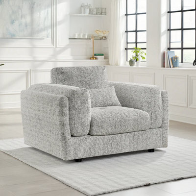 Furnishings For Less UK Bali Modern Single Seater Armchair Chenille Fabric Grey - image 1