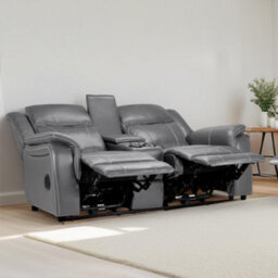 Furnishings For Less UK Orlando Leather Grey Electric Reclining 2 Seater Centre Console - thumbnail 3