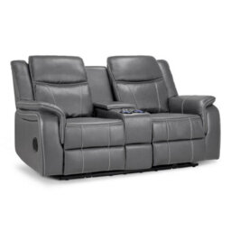 Furnishings For Less UK Orlando Leather Grey Electric Reclining 2 Seater Centre Console - thumbnail 2