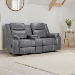 Furnishings For Less UK Orlando Leather Grey Electric Reclining 2 Seater Centre Console - thumbnail 1