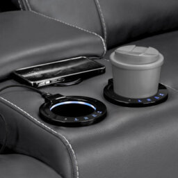 Furnishings For Less UK Orlando Leather Grey Electric Reclining 2 Seater Centre Console - thumbnail 7