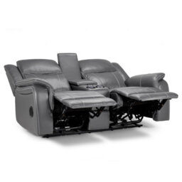 Furnishings For Less UK Orlando Leather Grey Electric Reclining 2 Seater Centre Console - thumbnail 4
