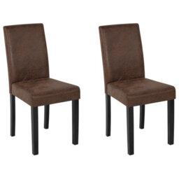 Beliani Set Of 2 Dining Chairs Broadway Faux Leather Golden Brown