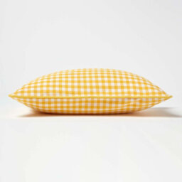 Homescapes Cotton Gingham Check Yellow Cushion Cover, 30 X 50 Cm - thumbnail 3