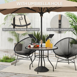 Wyld Haus Rekapa 100Cm Round Black Glass-Top Outdoor Dining Table With 40mm Parasol Hole - thumbnail 5